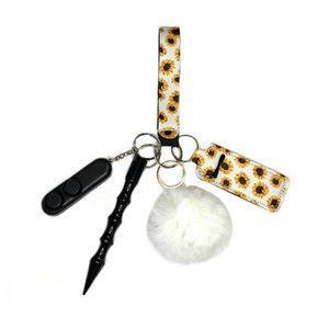 Self-Defense Keychain - white sunflower